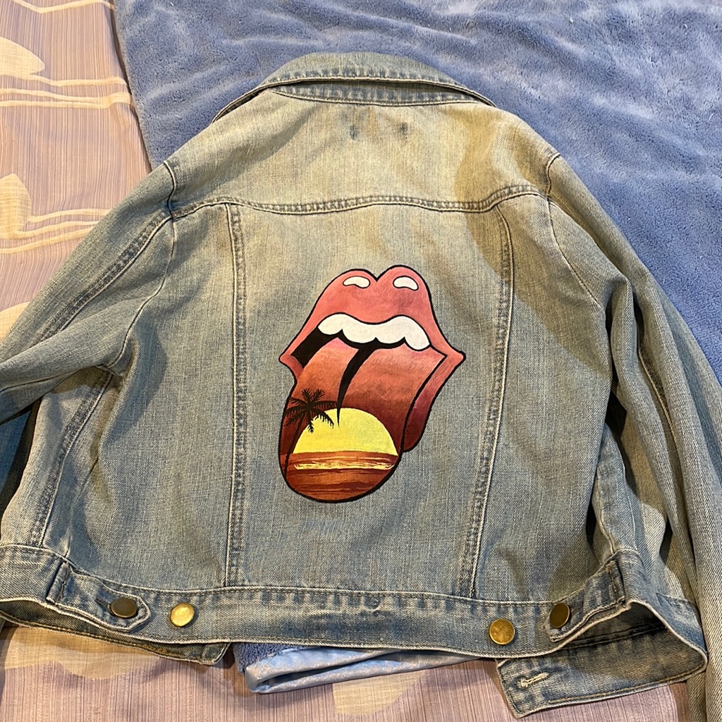 One Of A Kind Hand Painted Rolling Stones Denim Jacket Lf Brand